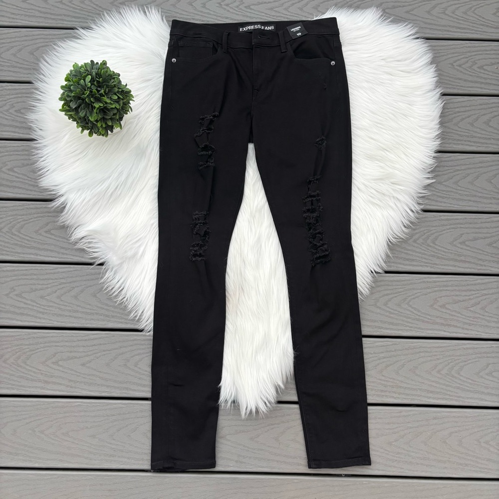 Express Black Ripped Skinny Jeans